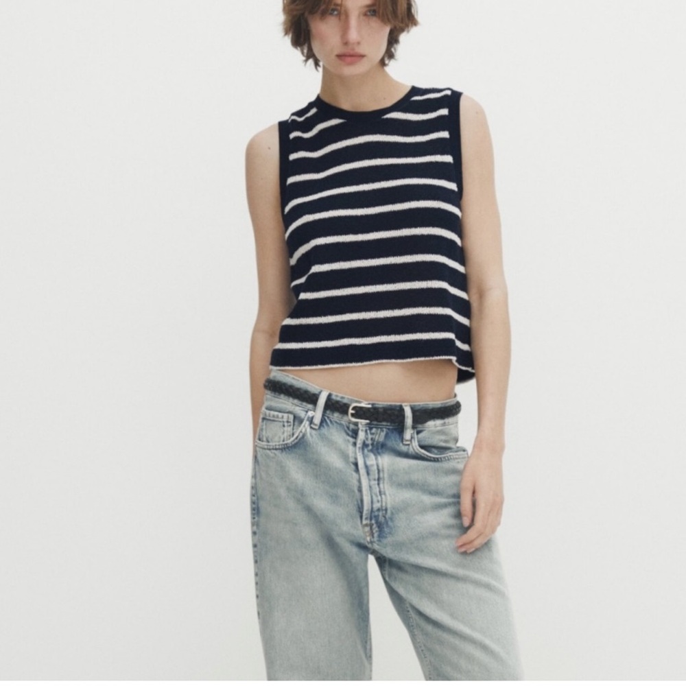 Massimo Dutti Knitted Cotton Striped Top